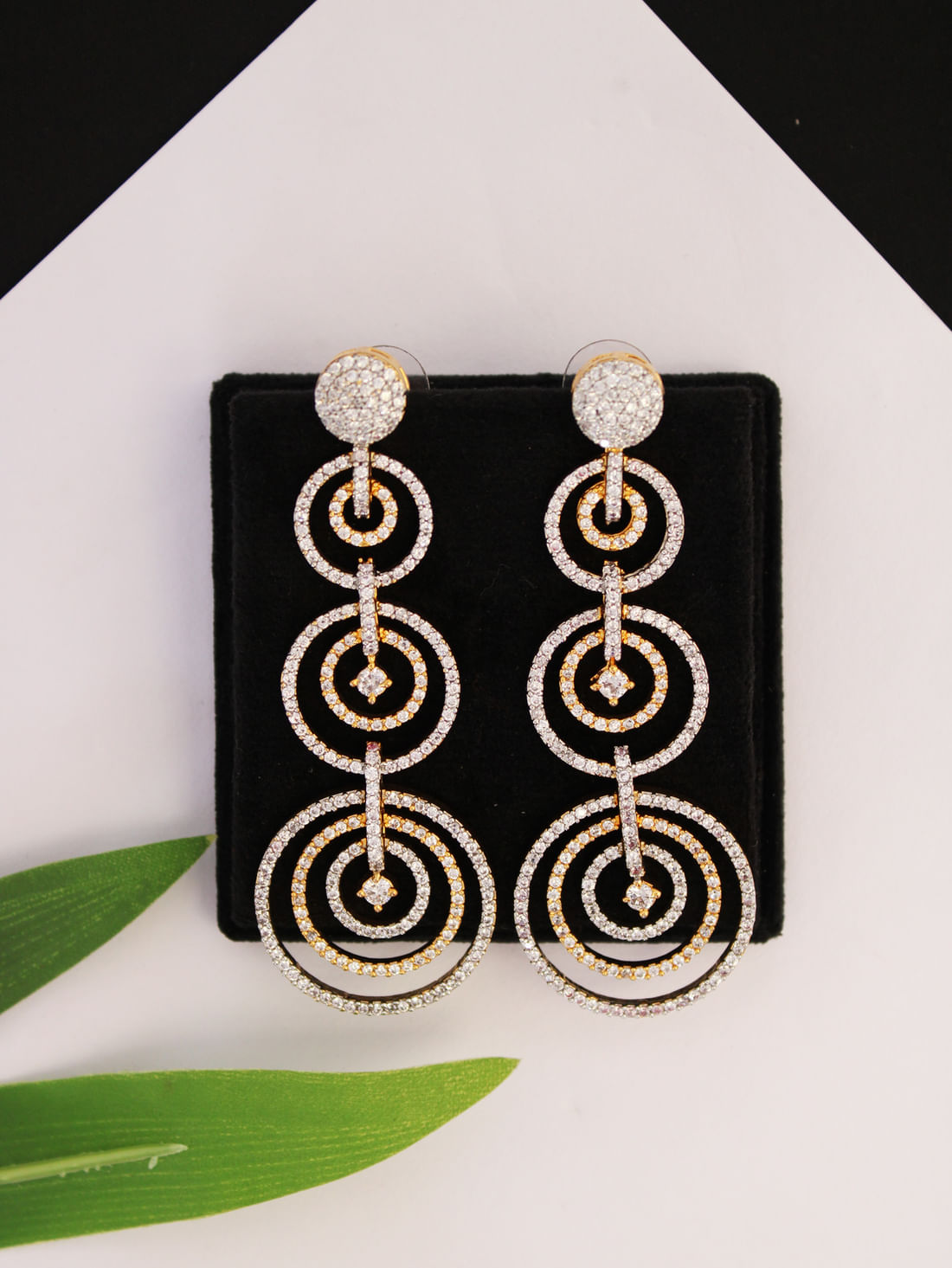 Gold Color American Diamond Dangle Earring
