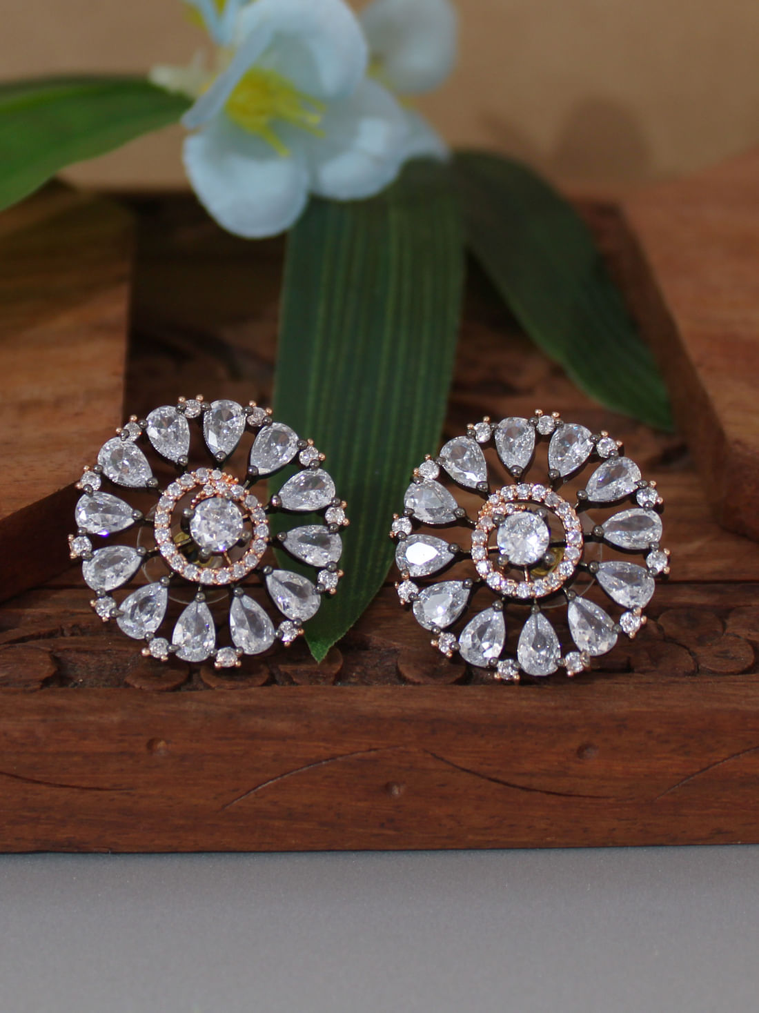 Black Color American Diamond Stud Earring