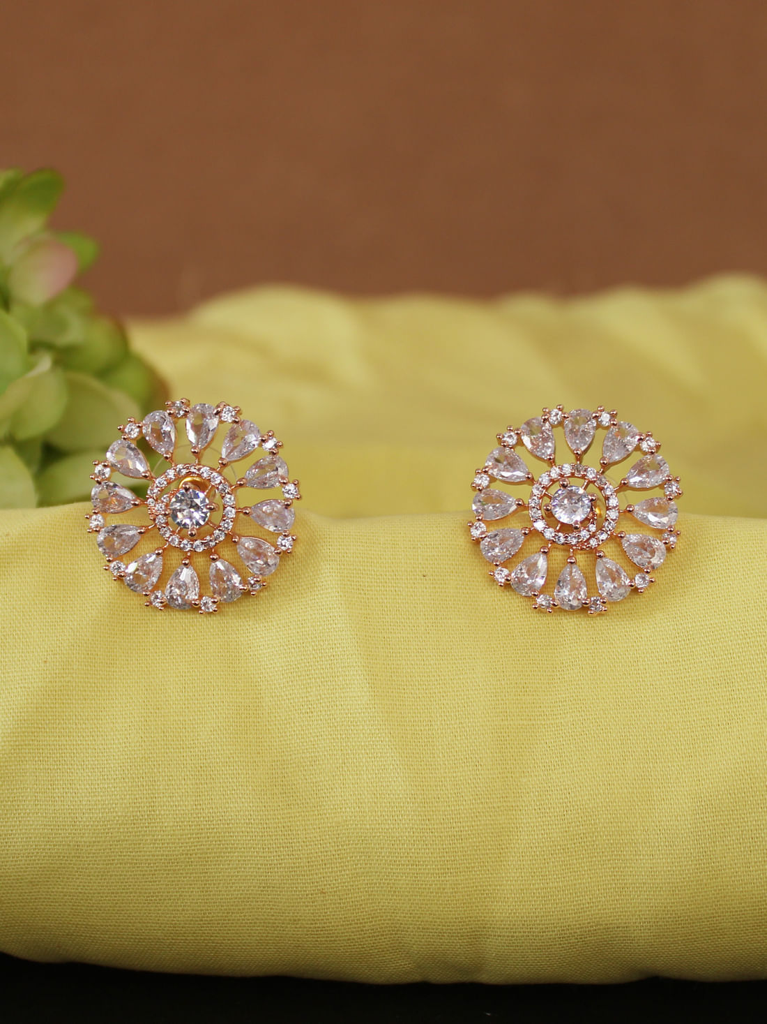 Rose Color American Diamond Stud Earring