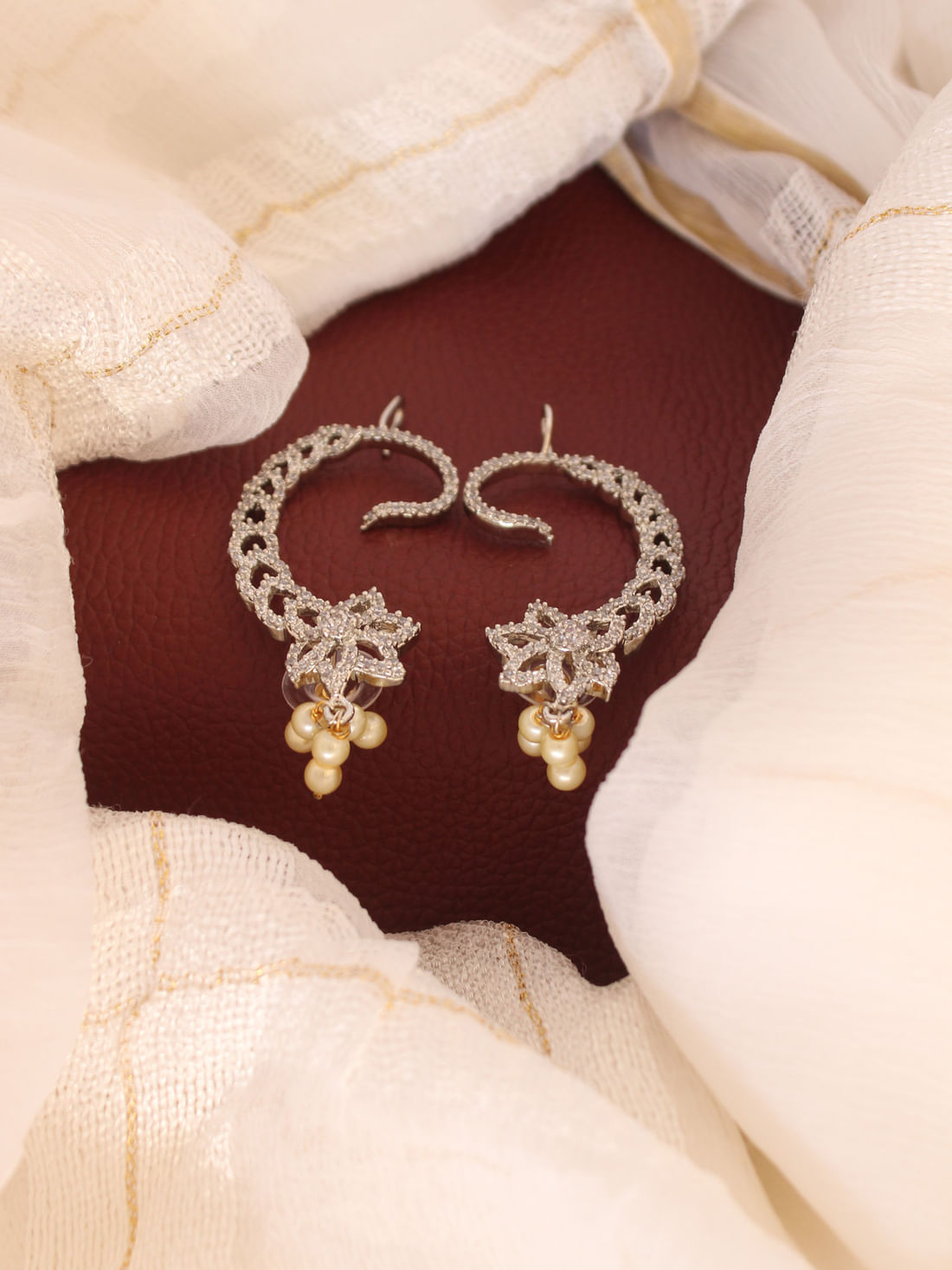 Silver Color American Diamond Hoop Earring