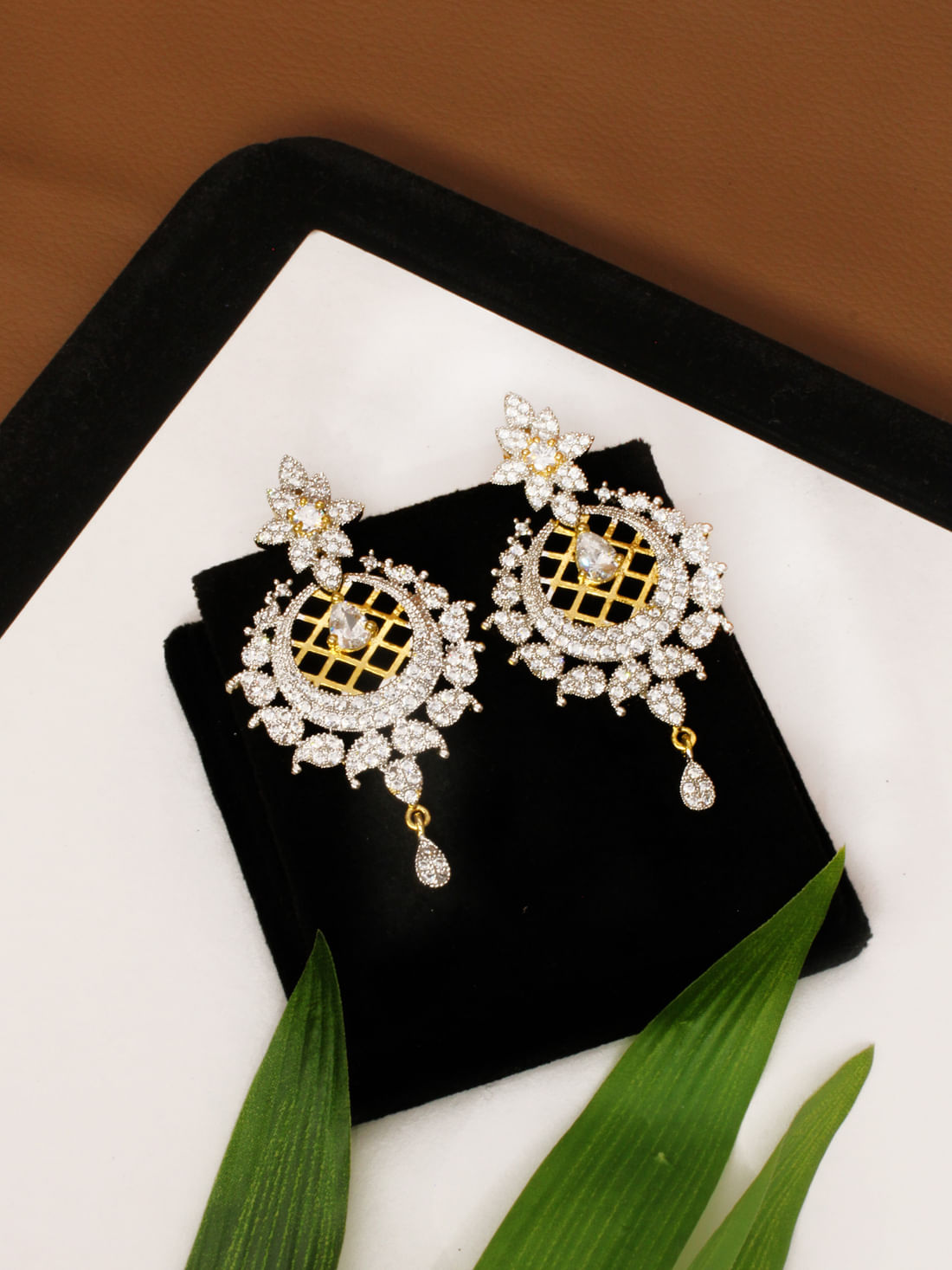 Gold Color American Diamond Dangle Earring