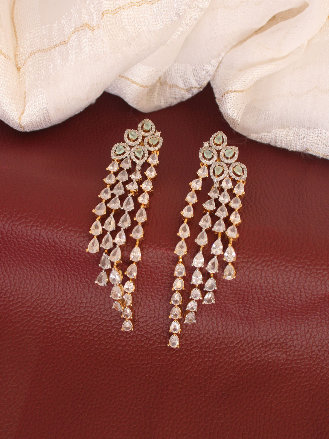 Gold Color American Diamond Dangle Earring