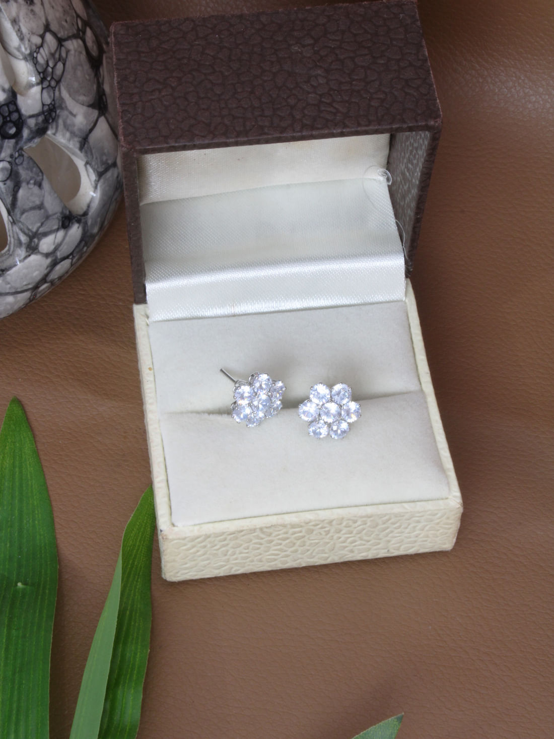 Silver American Diamond Earrings