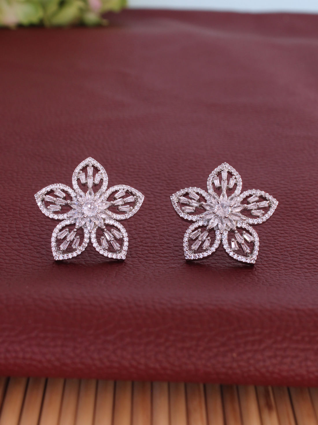 Silver Color American Diamond Dangle Earring