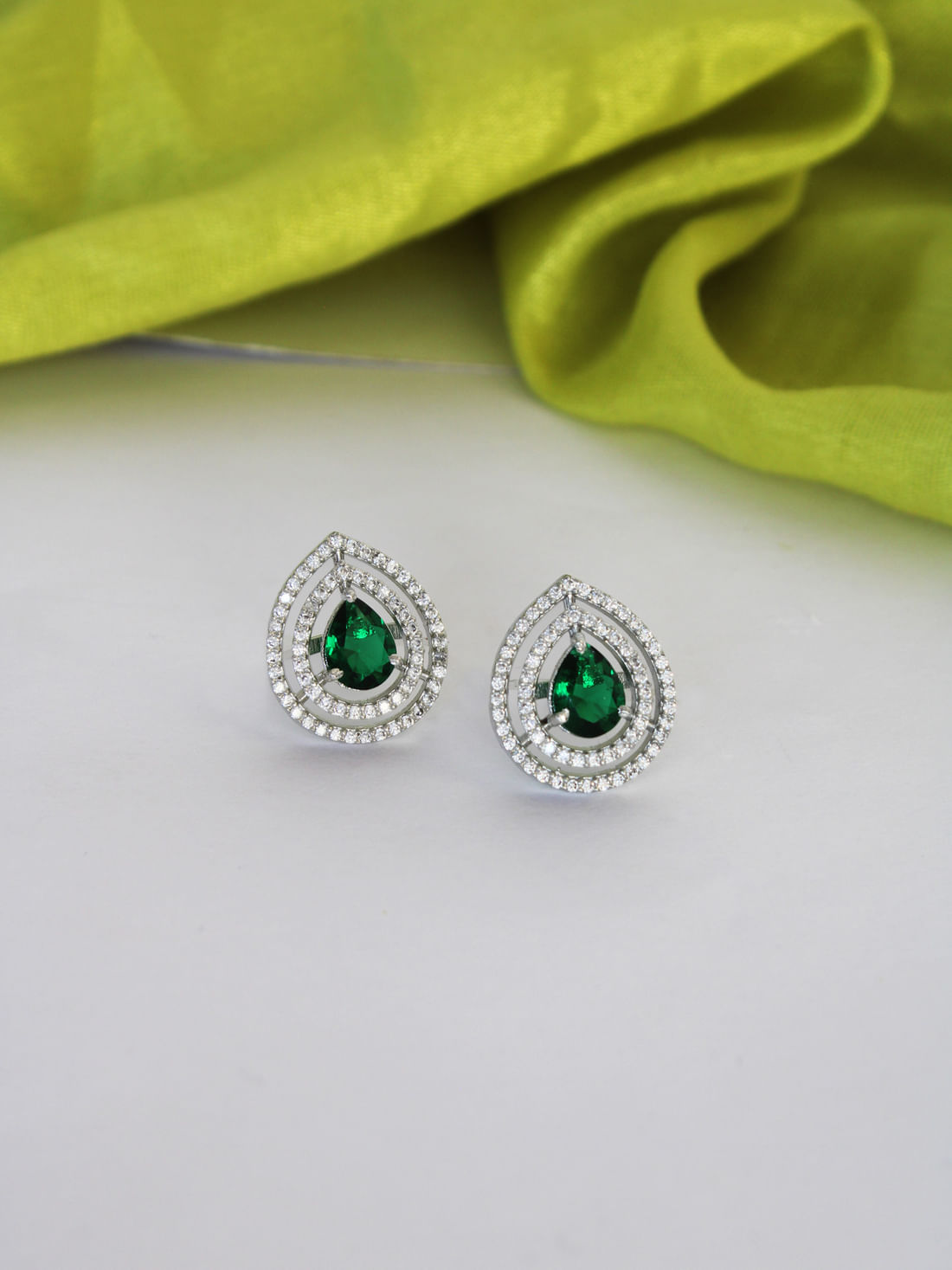 Green Color American Diamond Earring