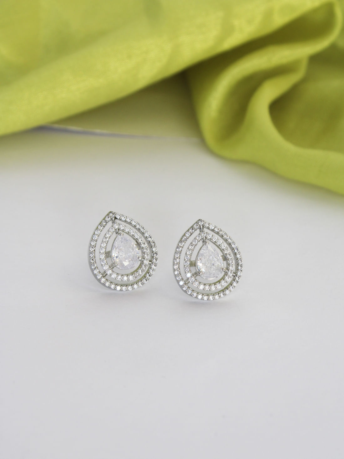 Silver Color American Diamond Earring