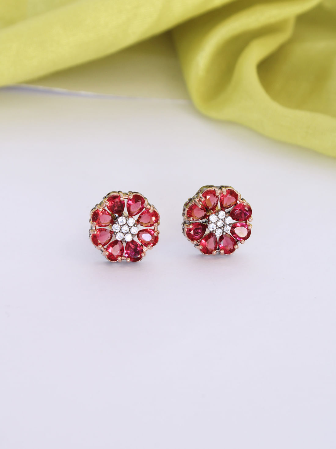 Red Color American Diamond Earring