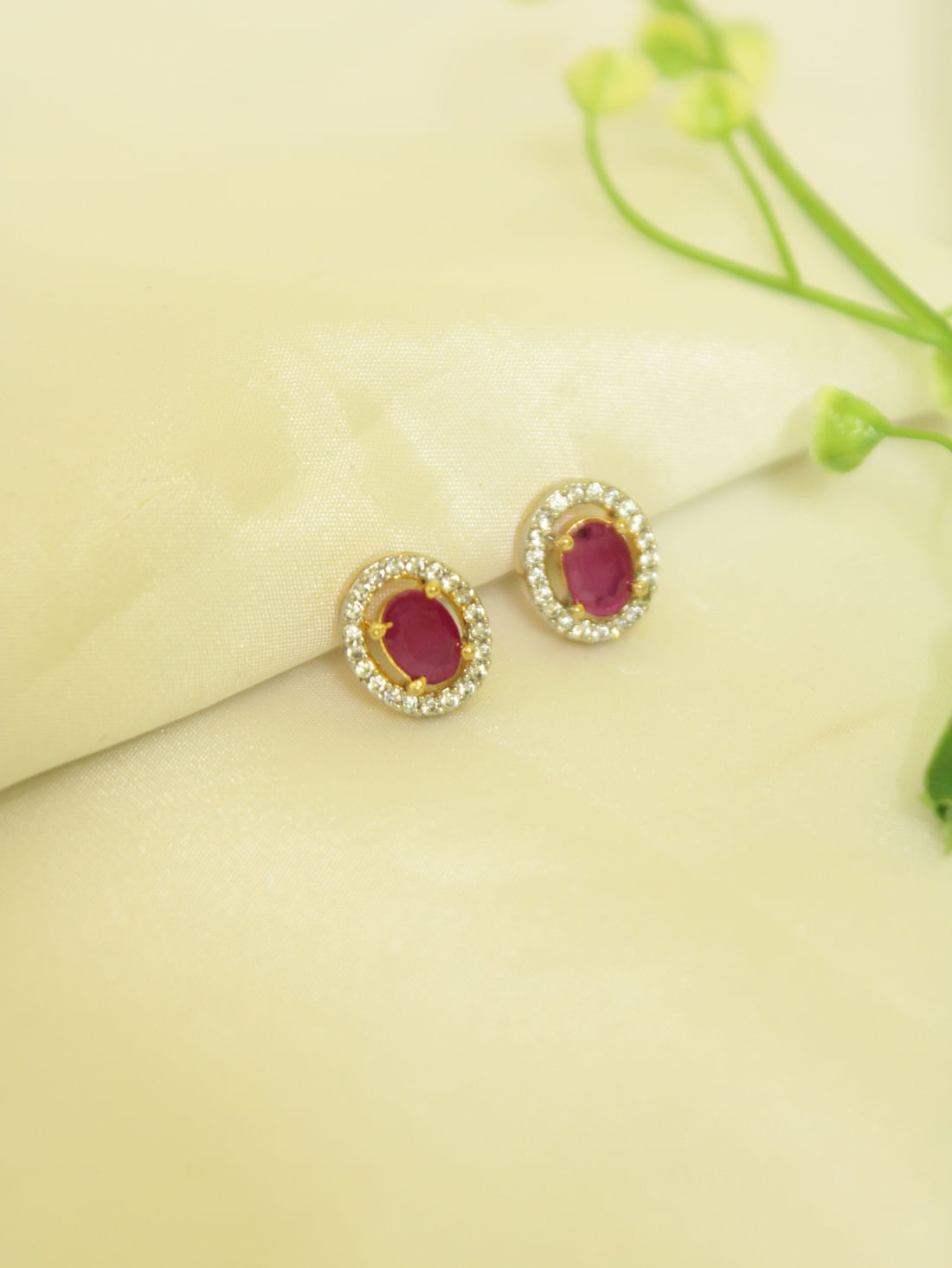 Red Color American Diamond Earring