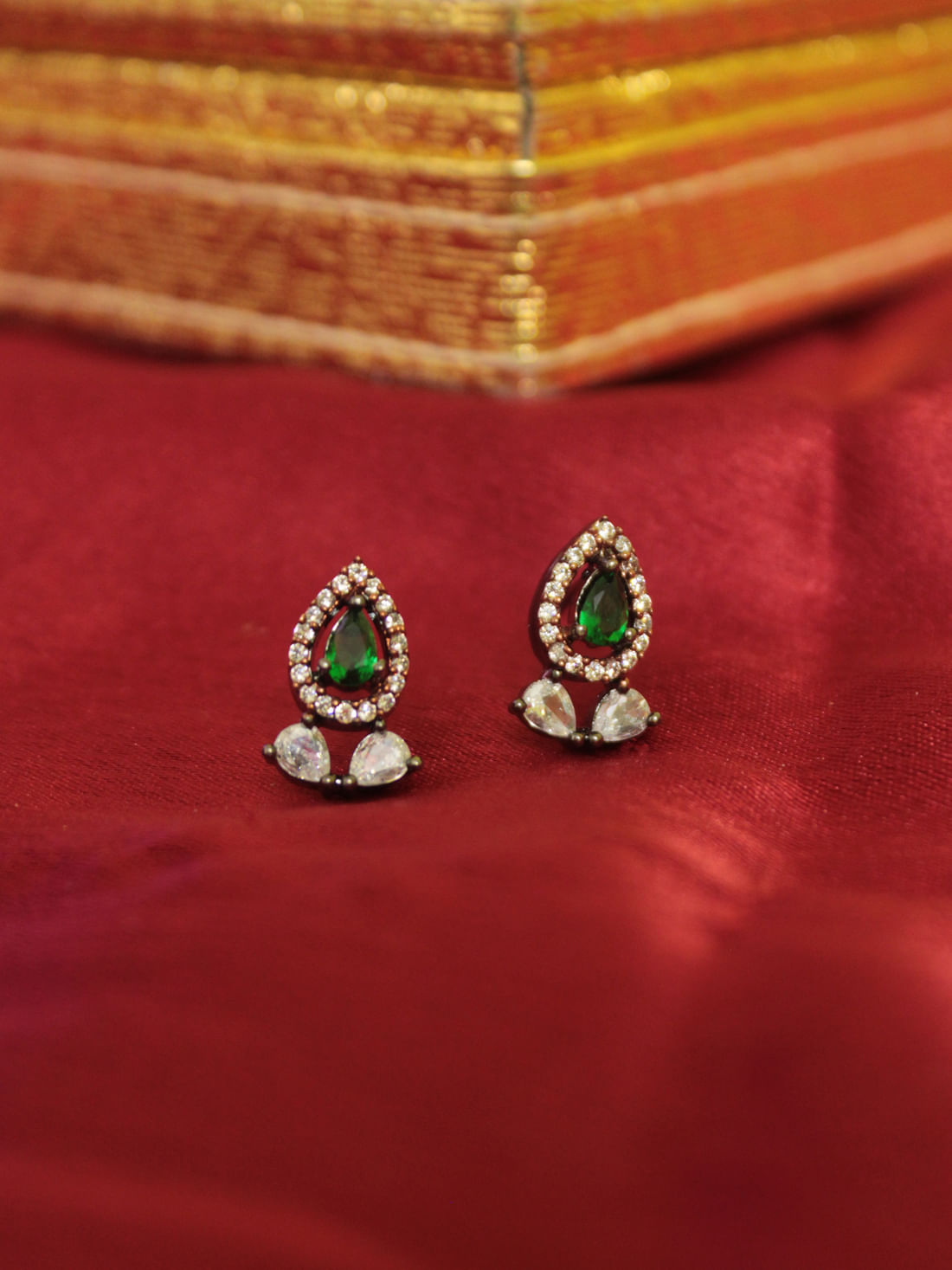 Green Color American Diamond Earring