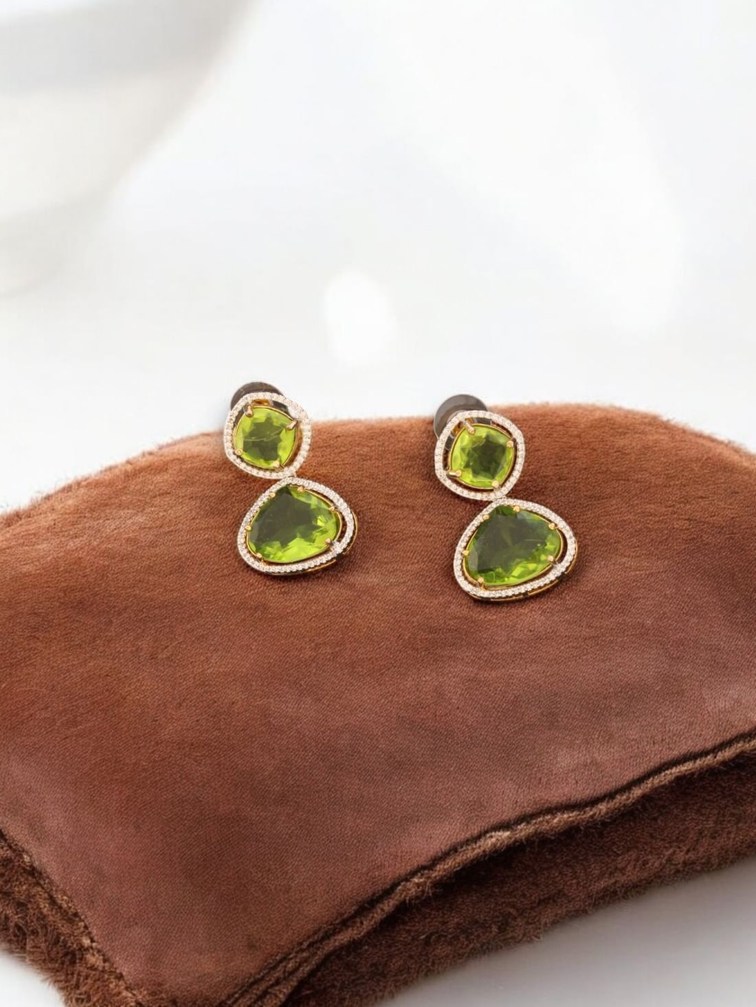 Green American Diamond  Earring