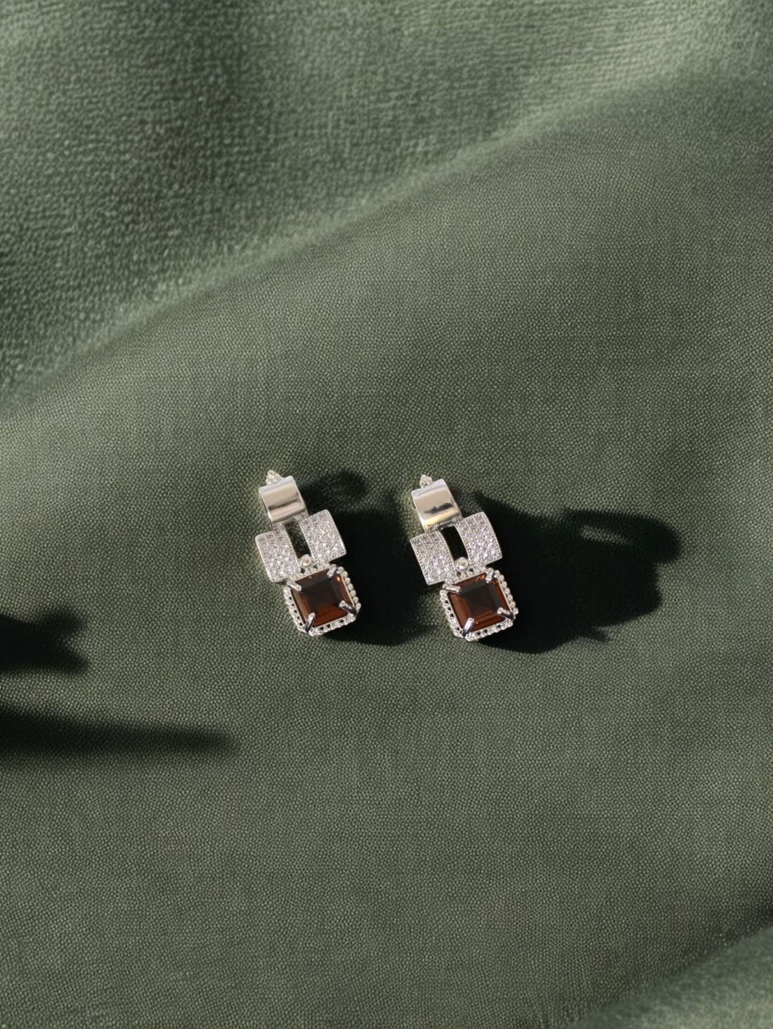 Brown Color American Diamond Earring