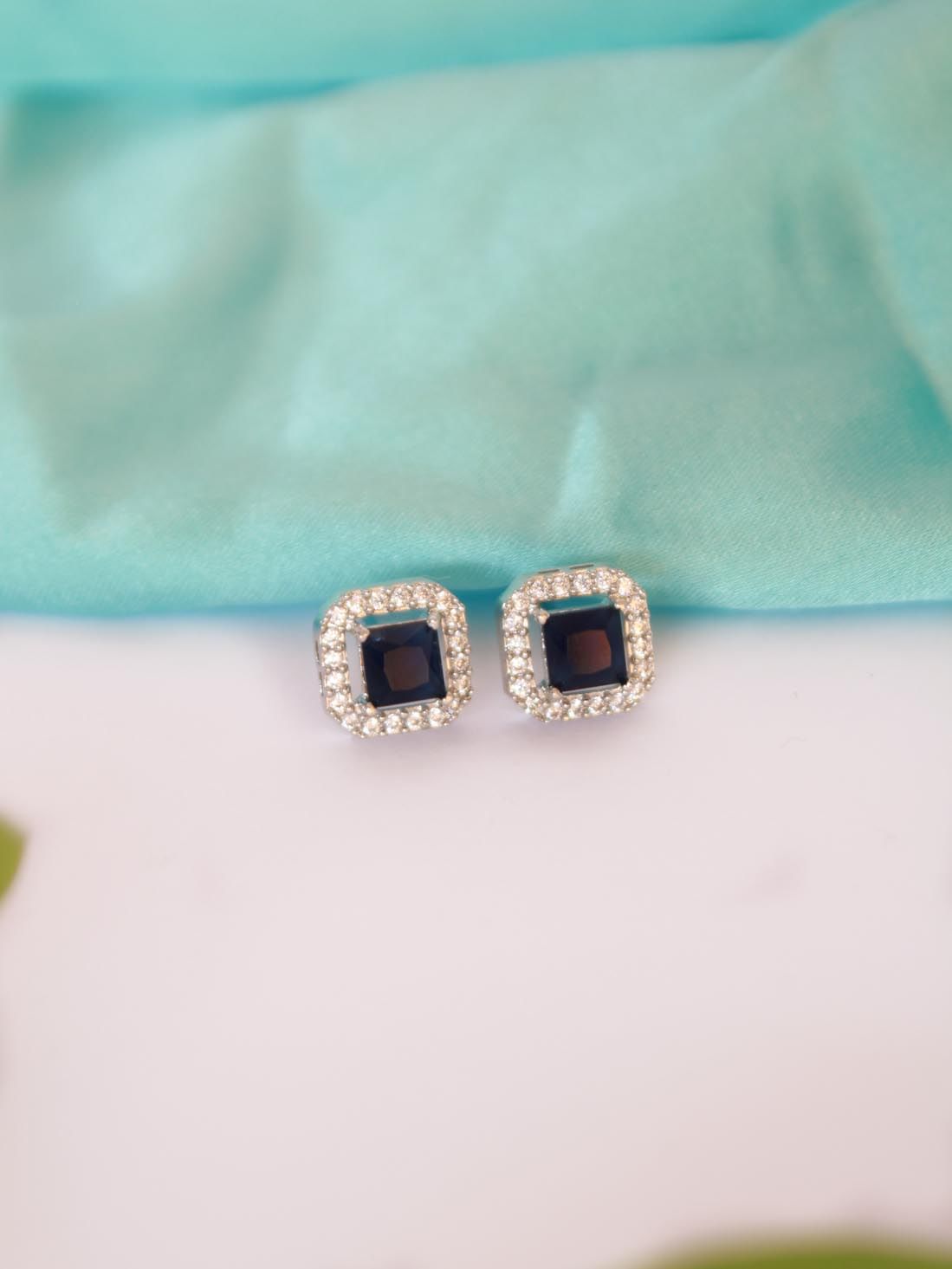 Blue Color Stone American Diamond Earring