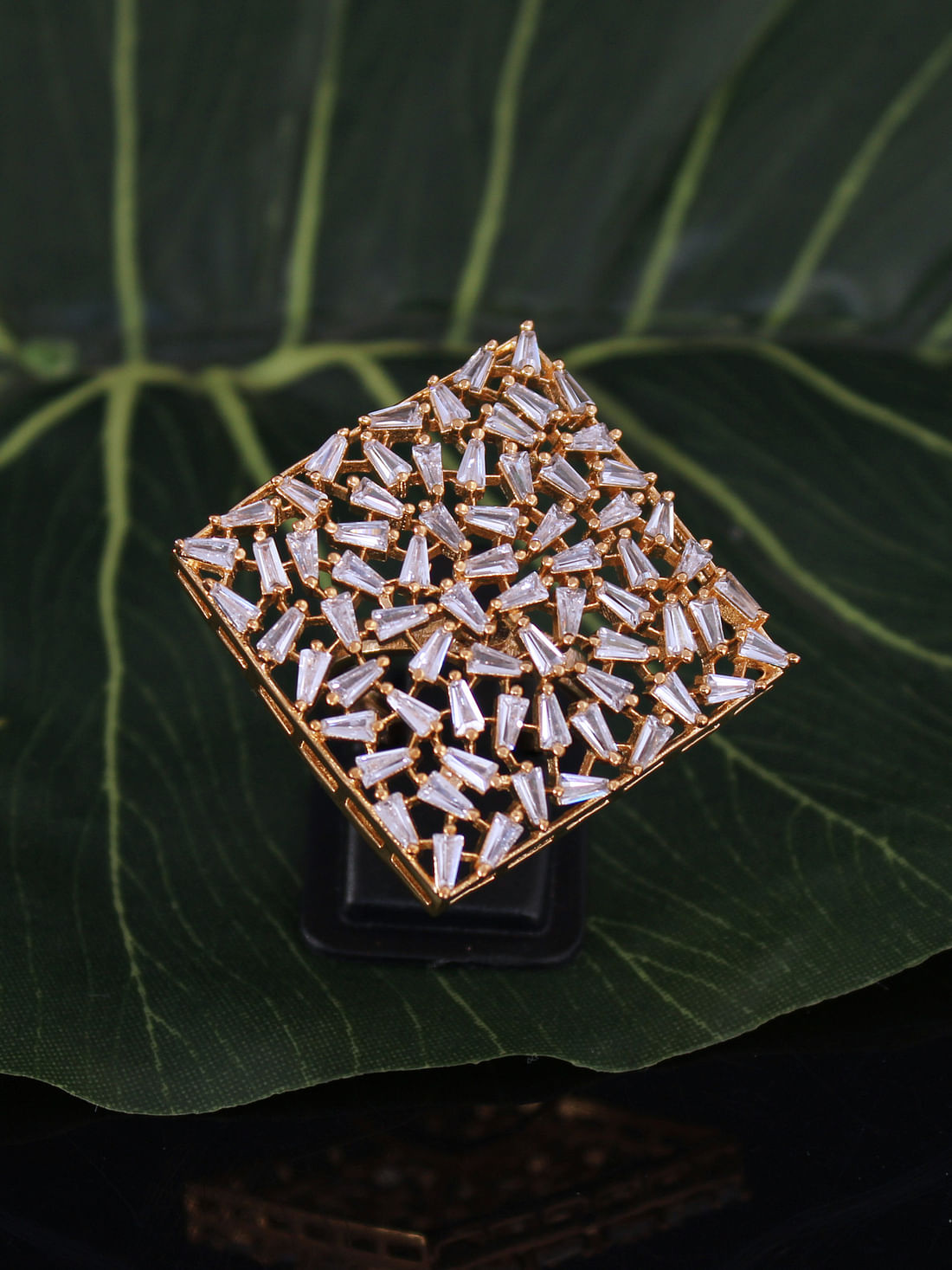 Gold Color American Diamond Ring