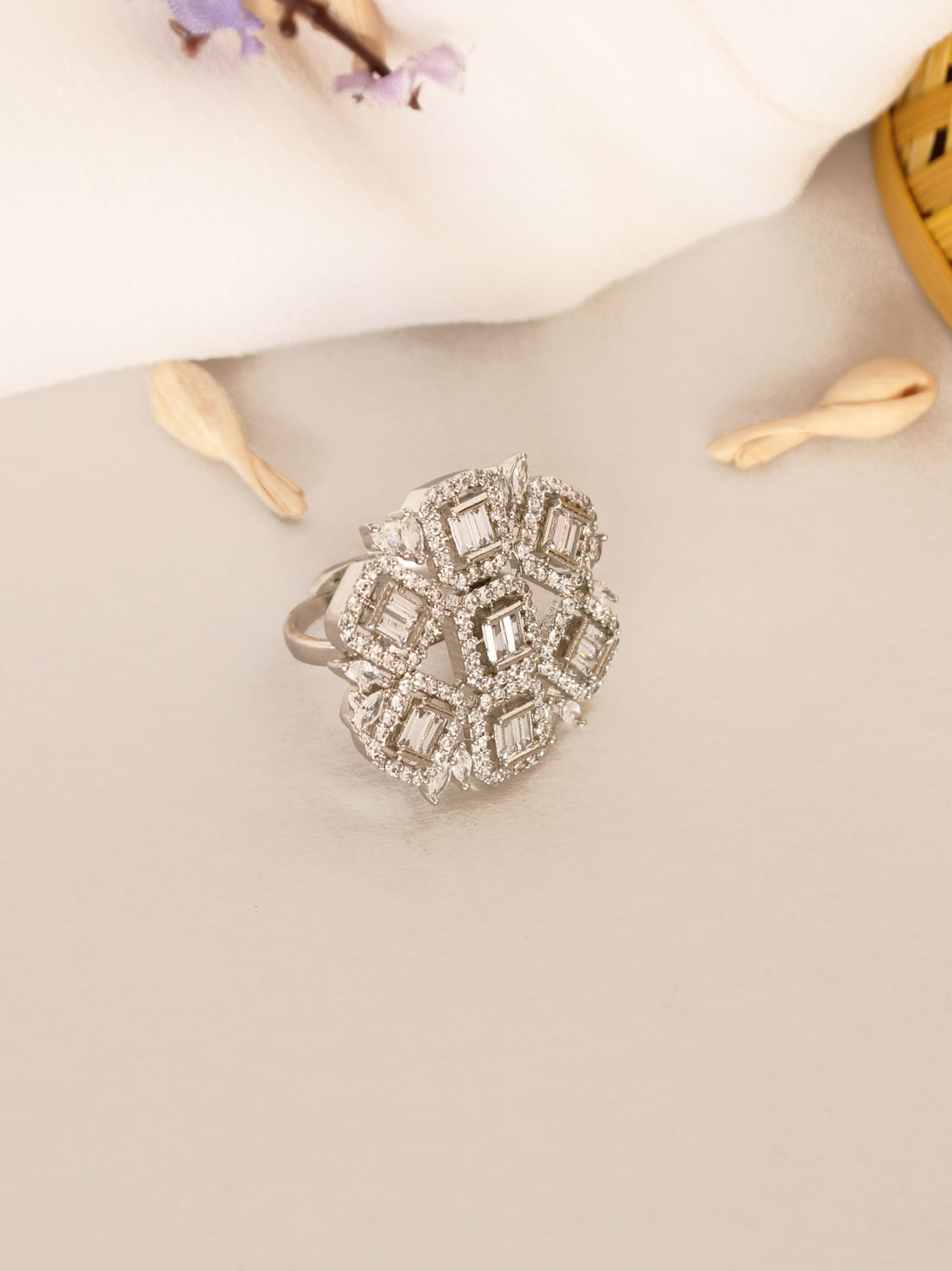 Silver Color American Diamond Ring