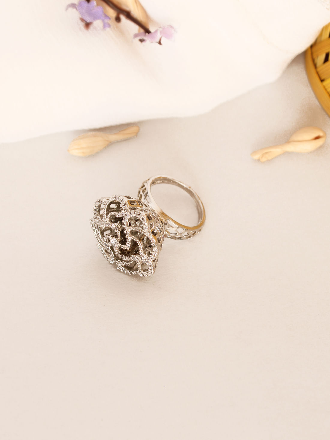 Silver Color American Diamond Ring