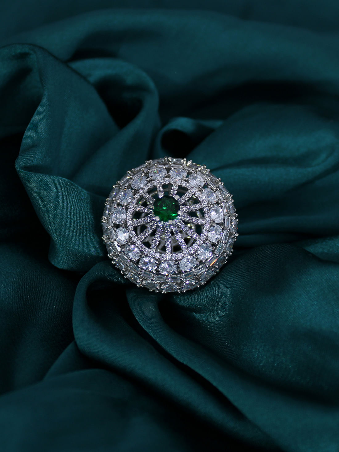 Green Color American Diamond Ring