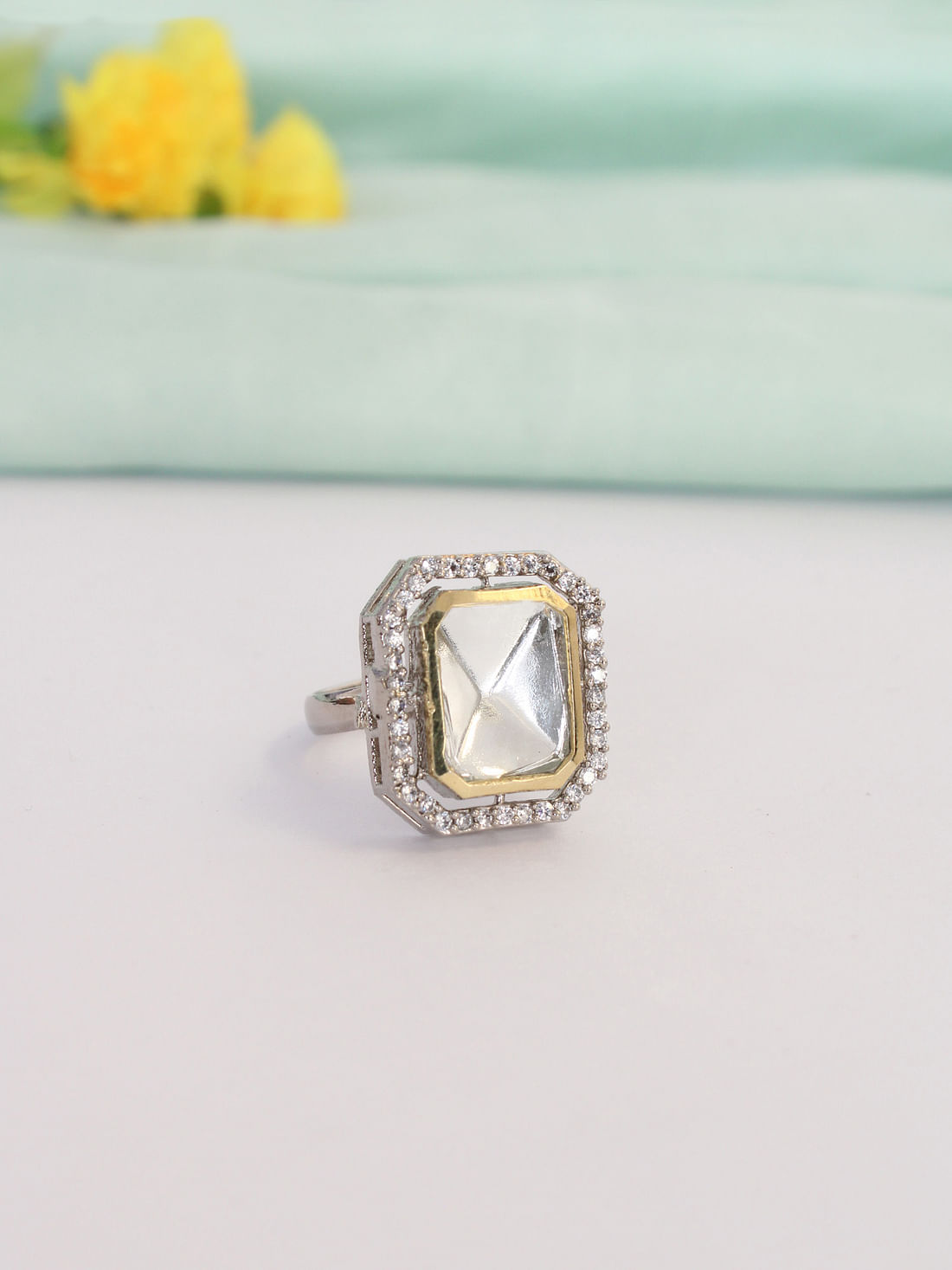 Silver Color American Diamond Ring