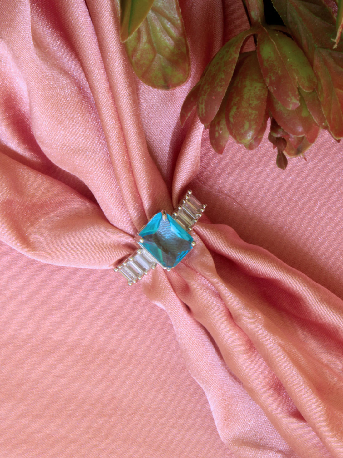 Aqua Color American Diamond Ring