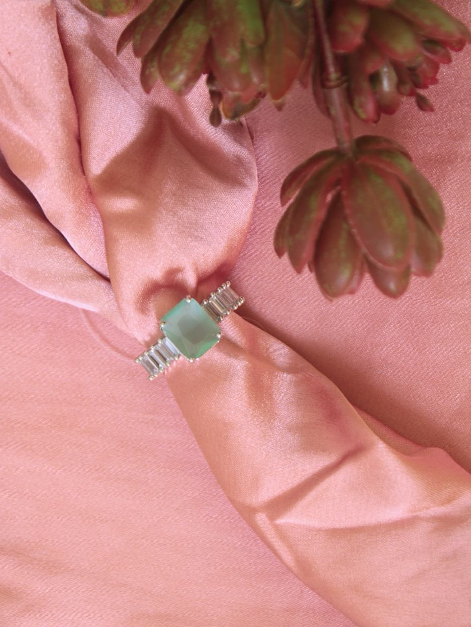 Mint Blue Color American Diamond Ring