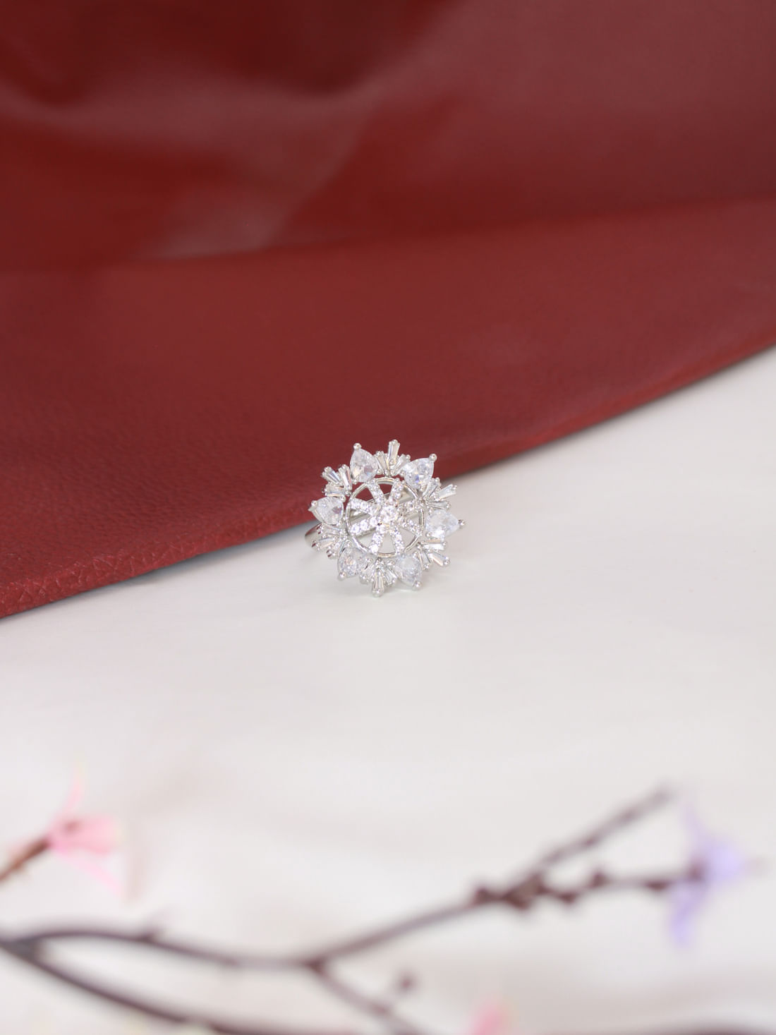 Silver Color American Diamond Ring