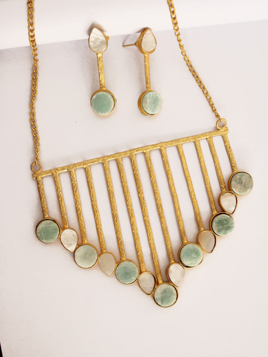 Green Color Druzy Necklace Set