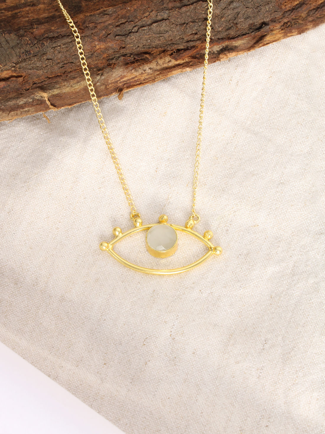 Grey Color Evil Eye Druzy Necklace