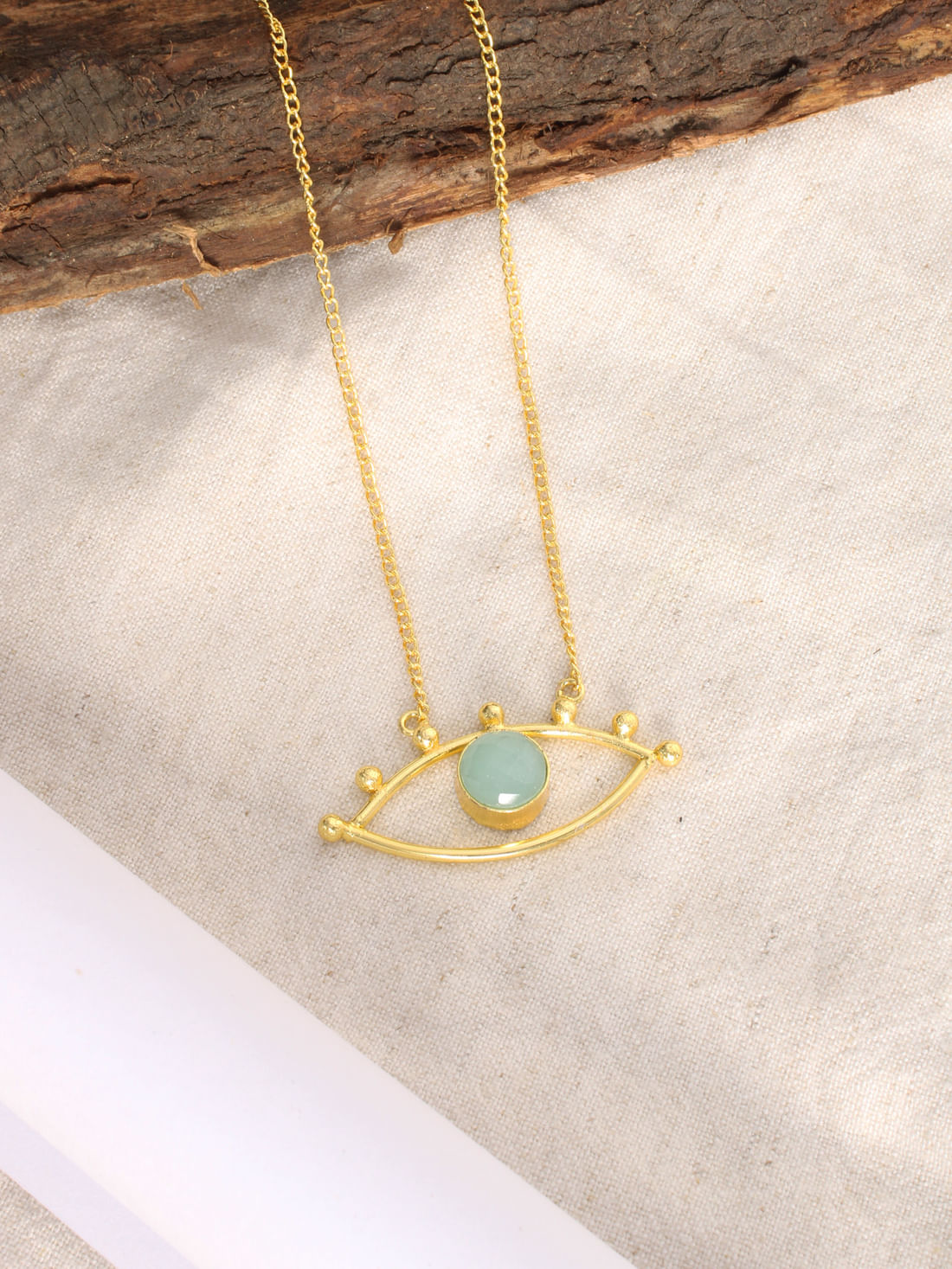 Light Blue Color Evil Eye Druzy Necklace