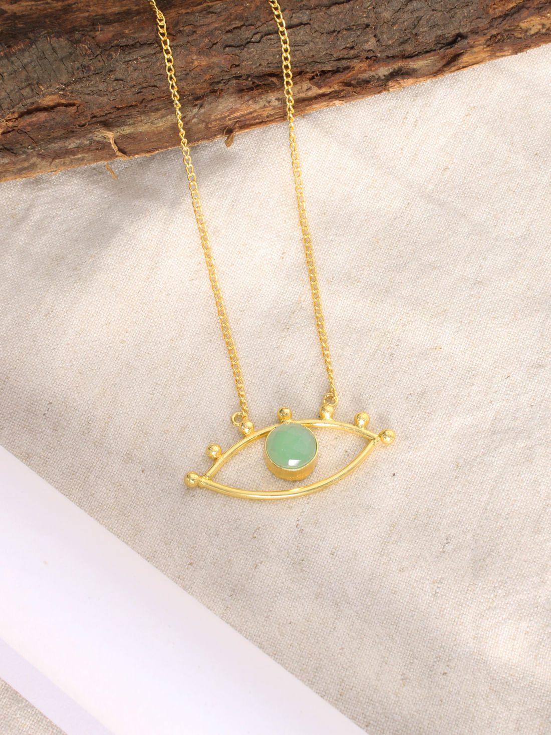 Light Green Color Evil Eye Druzy Necklace