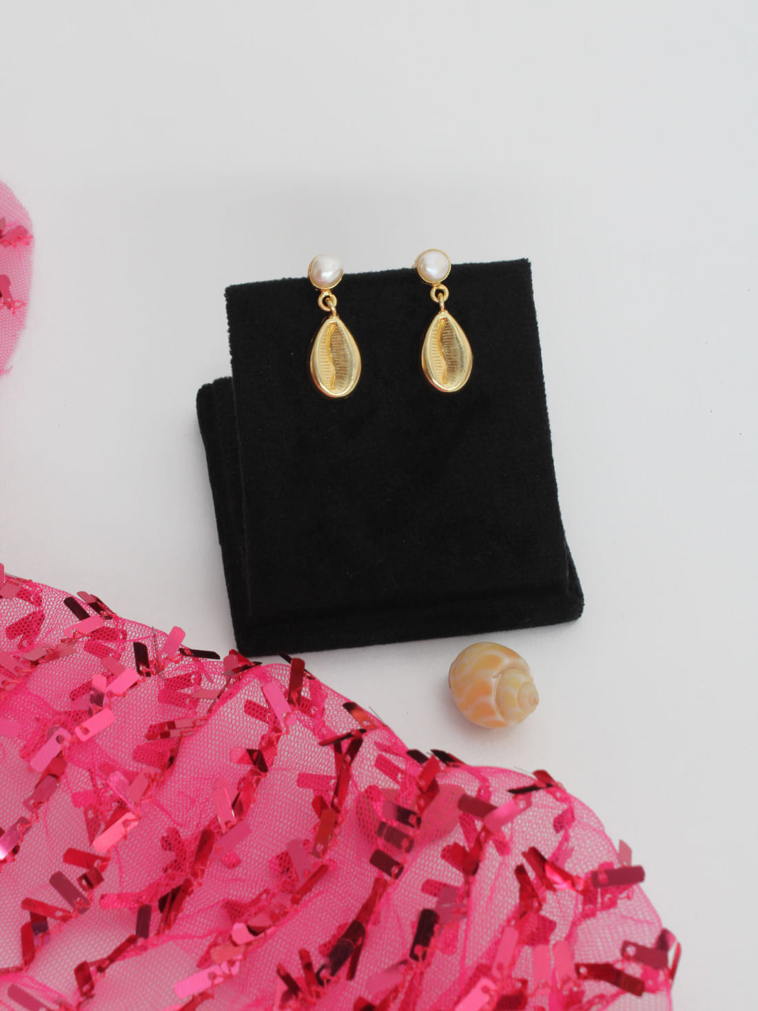 Golden Pearl Druzy Earrings