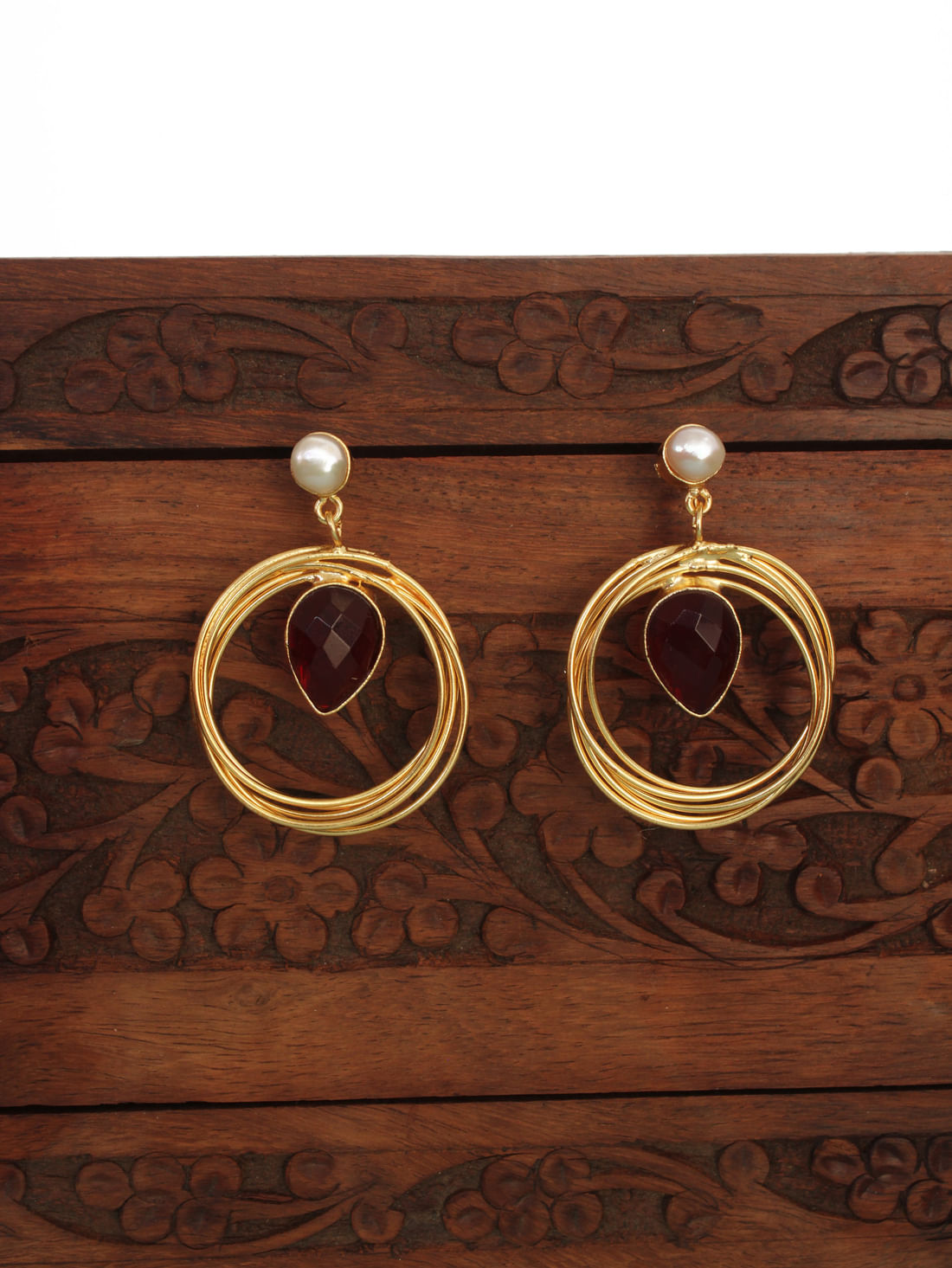 Maroon Color Monalisa Earring