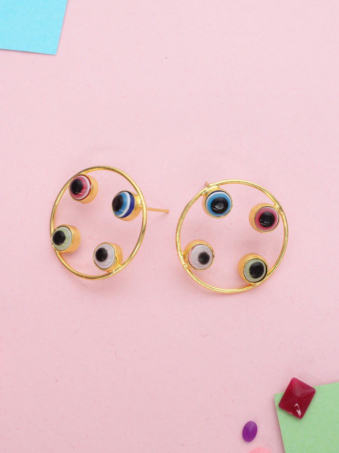 Multicolor Brass Earrings