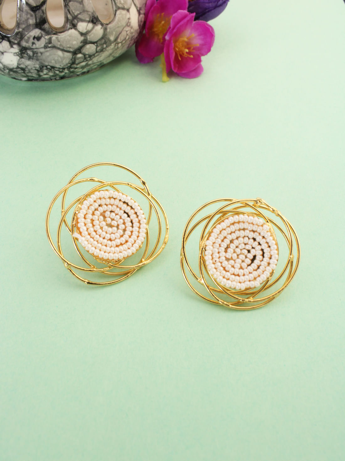 White Color Brass Earrings