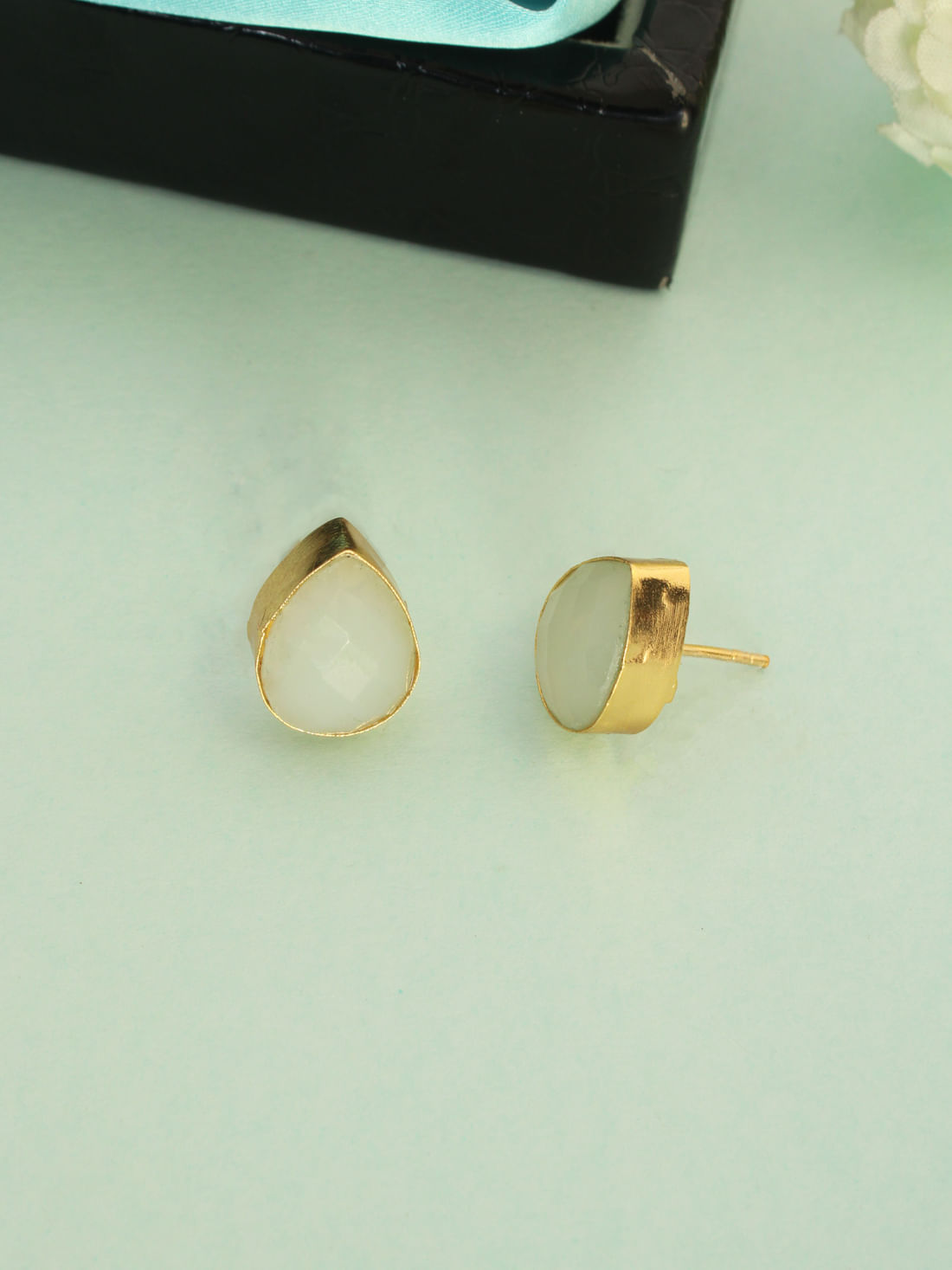 Grey Color Brass Earrings