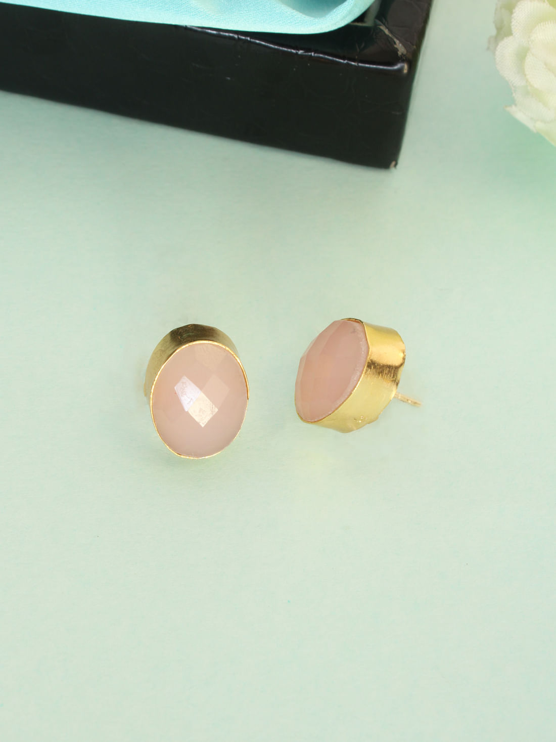 Pink Color Brass Earrings