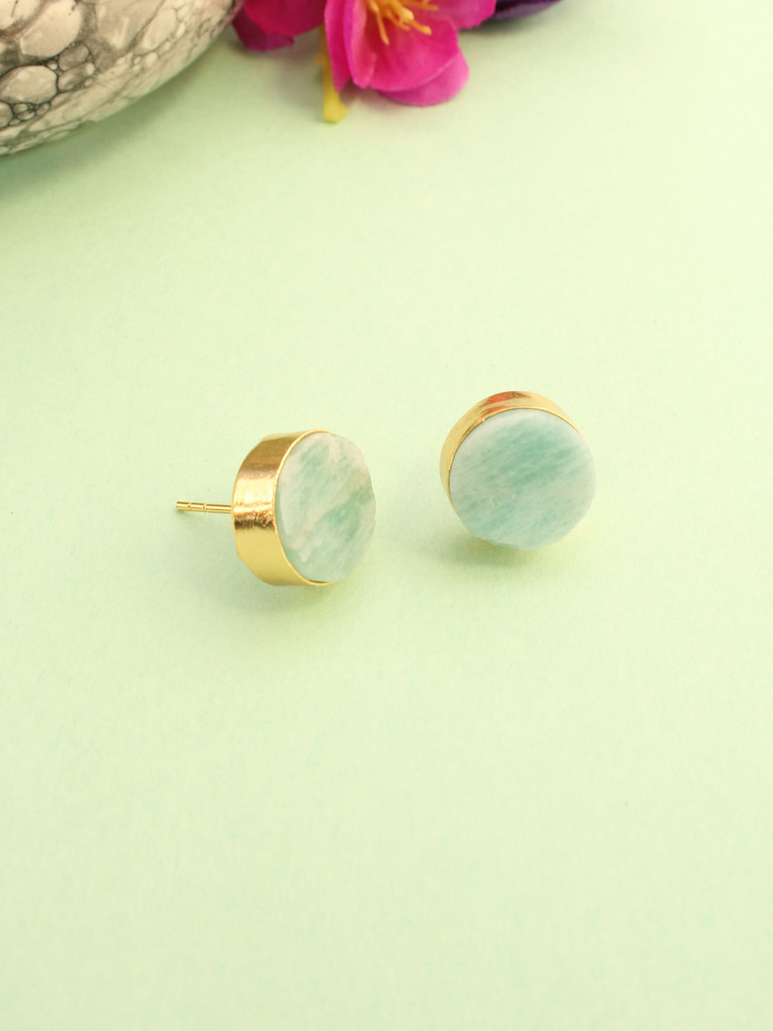 Green Color Brass Earrings