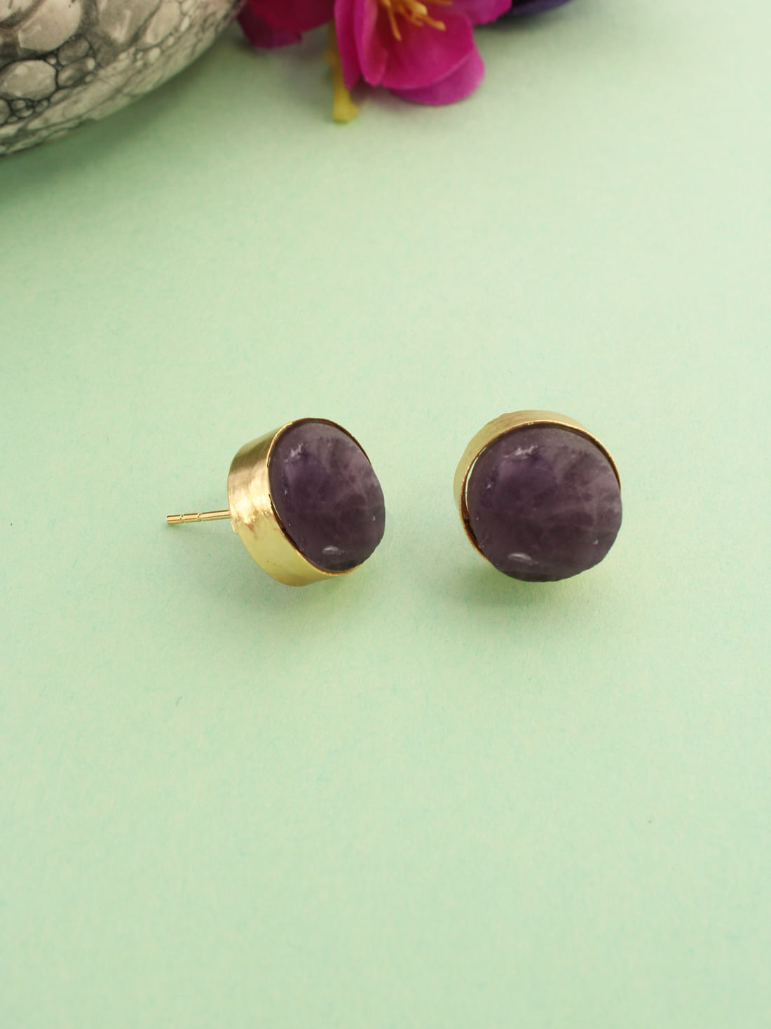 Pink Color Brass Earrings