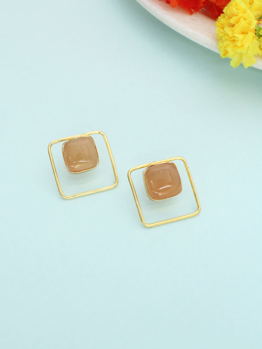 Brown Color Brass Earrings