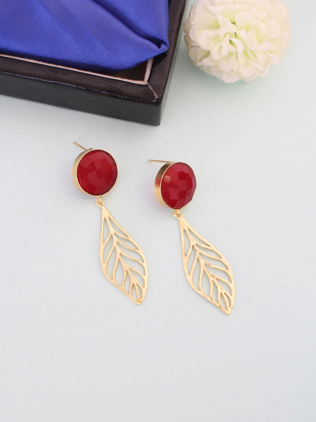 Red Color Brass Earrings