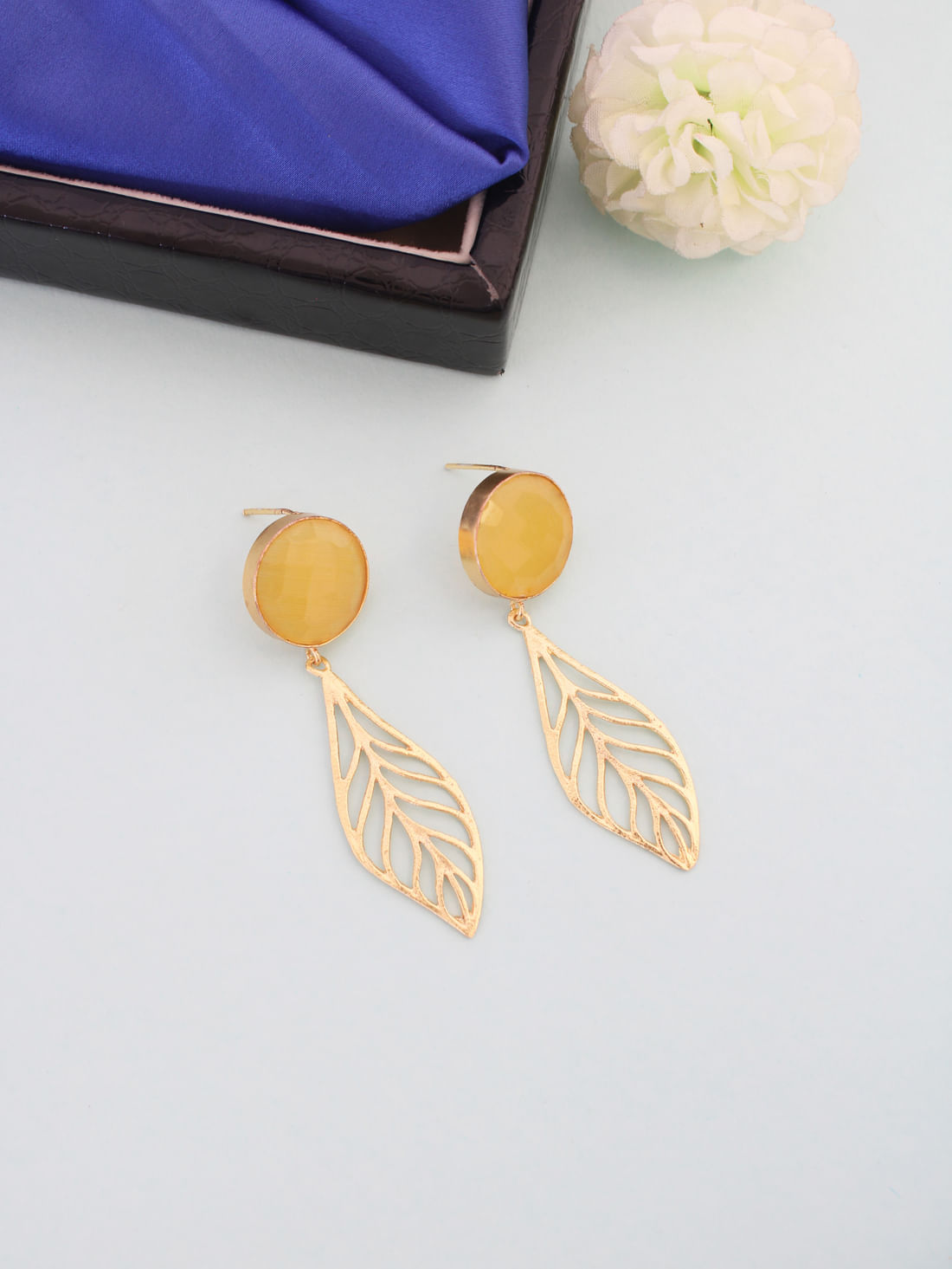 Yellow Color Brass Earrings