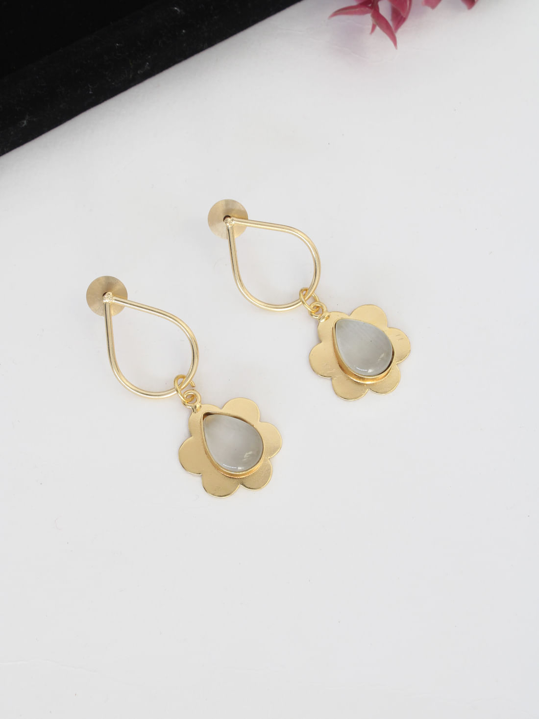 Grey Color Brass Earrings