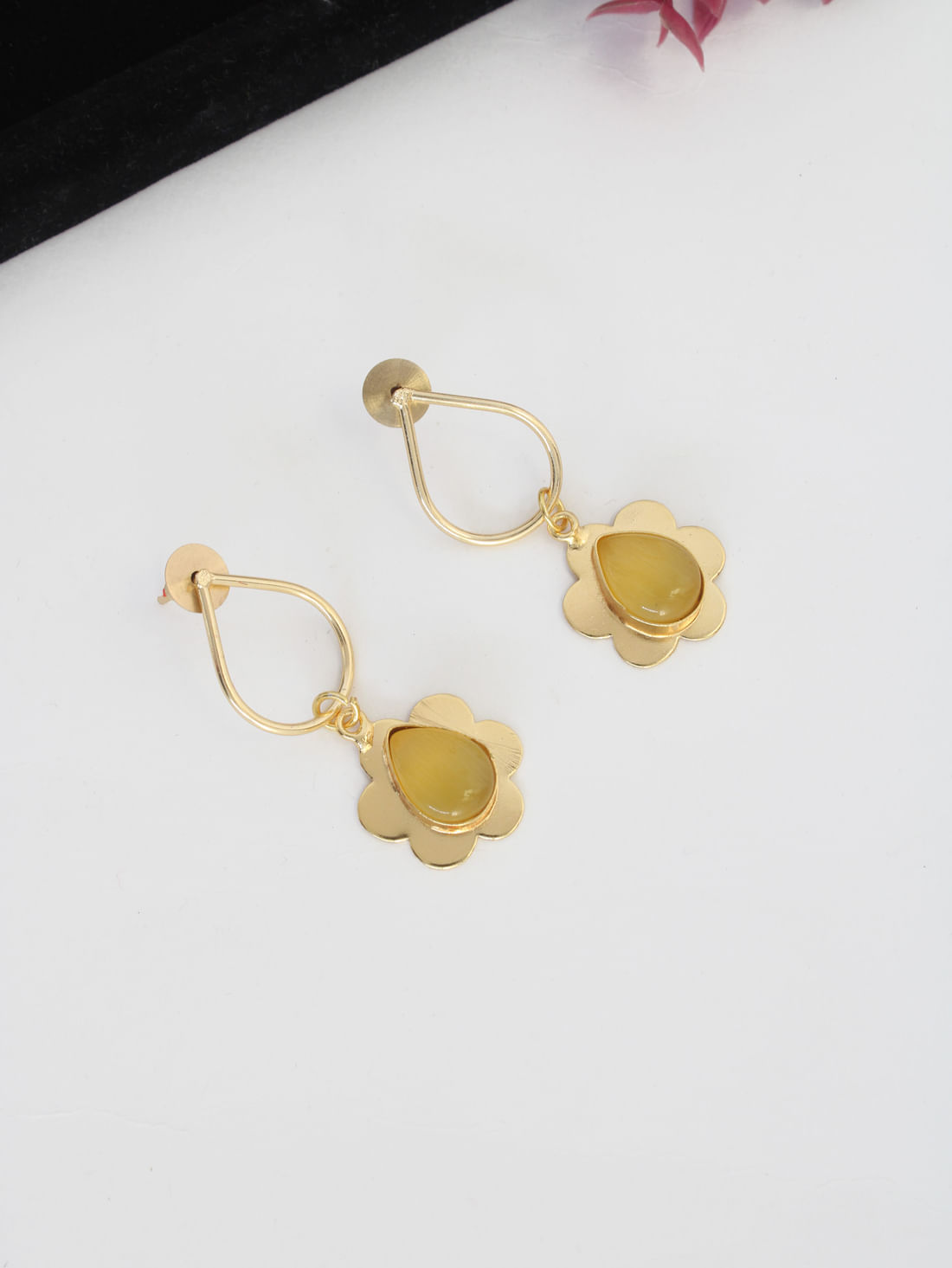 Yellow Color Brass Earrings