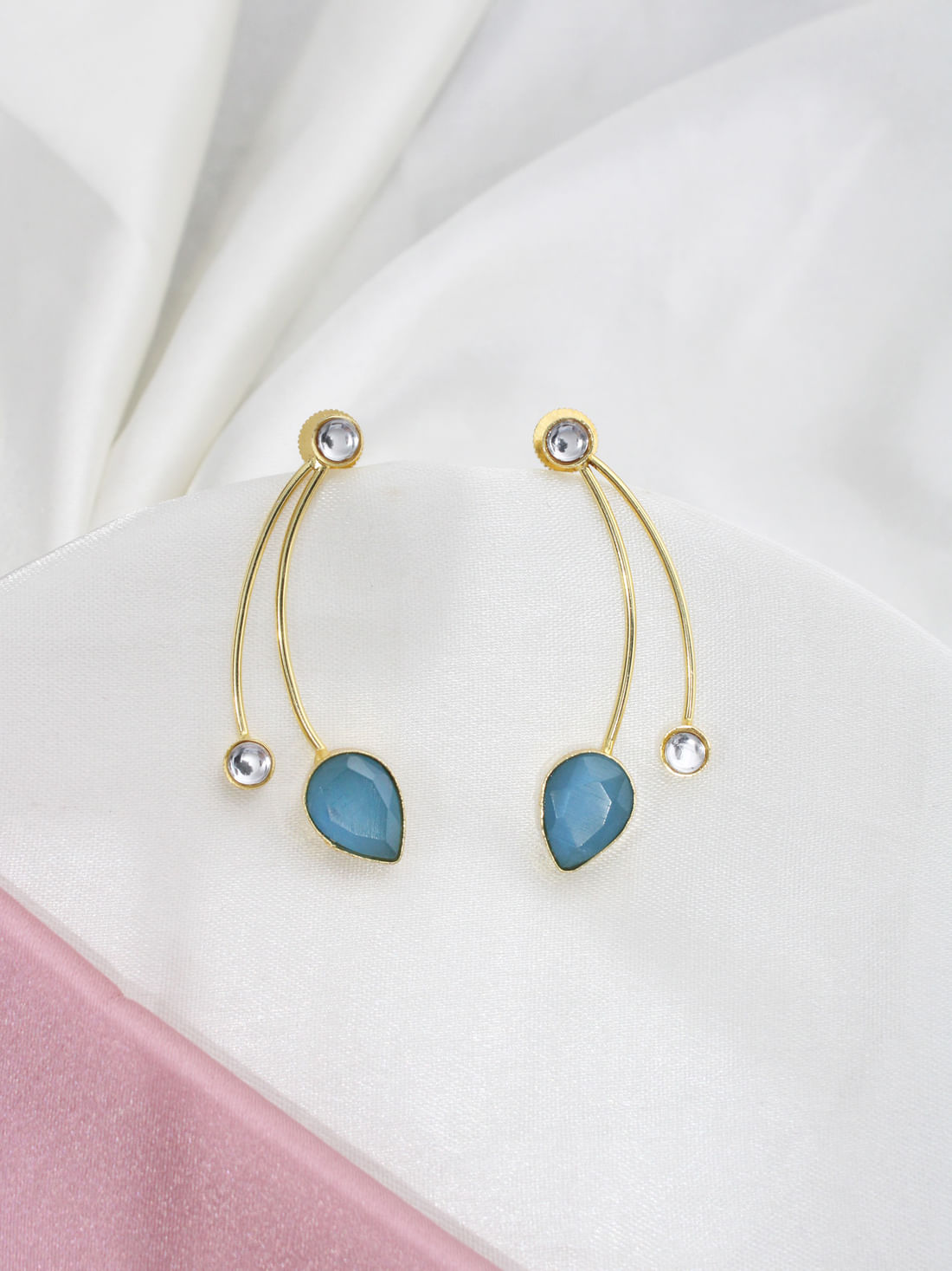 Blue Color Brass Earrings