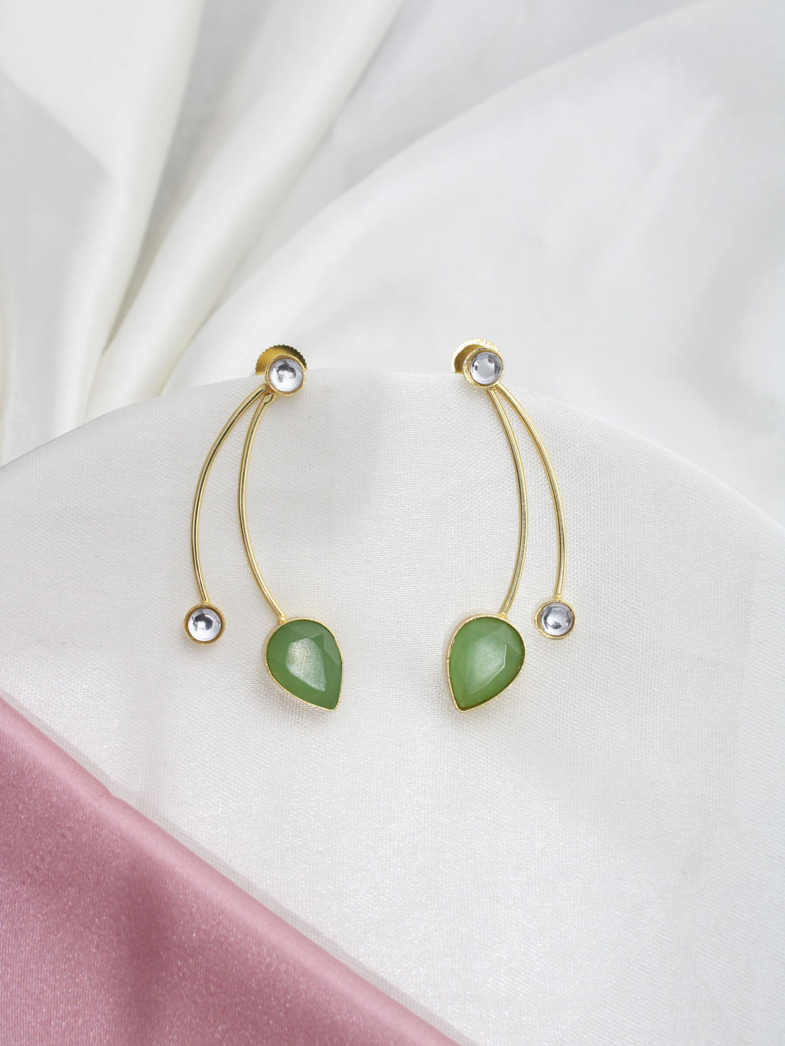 Green Color Brass Earrings