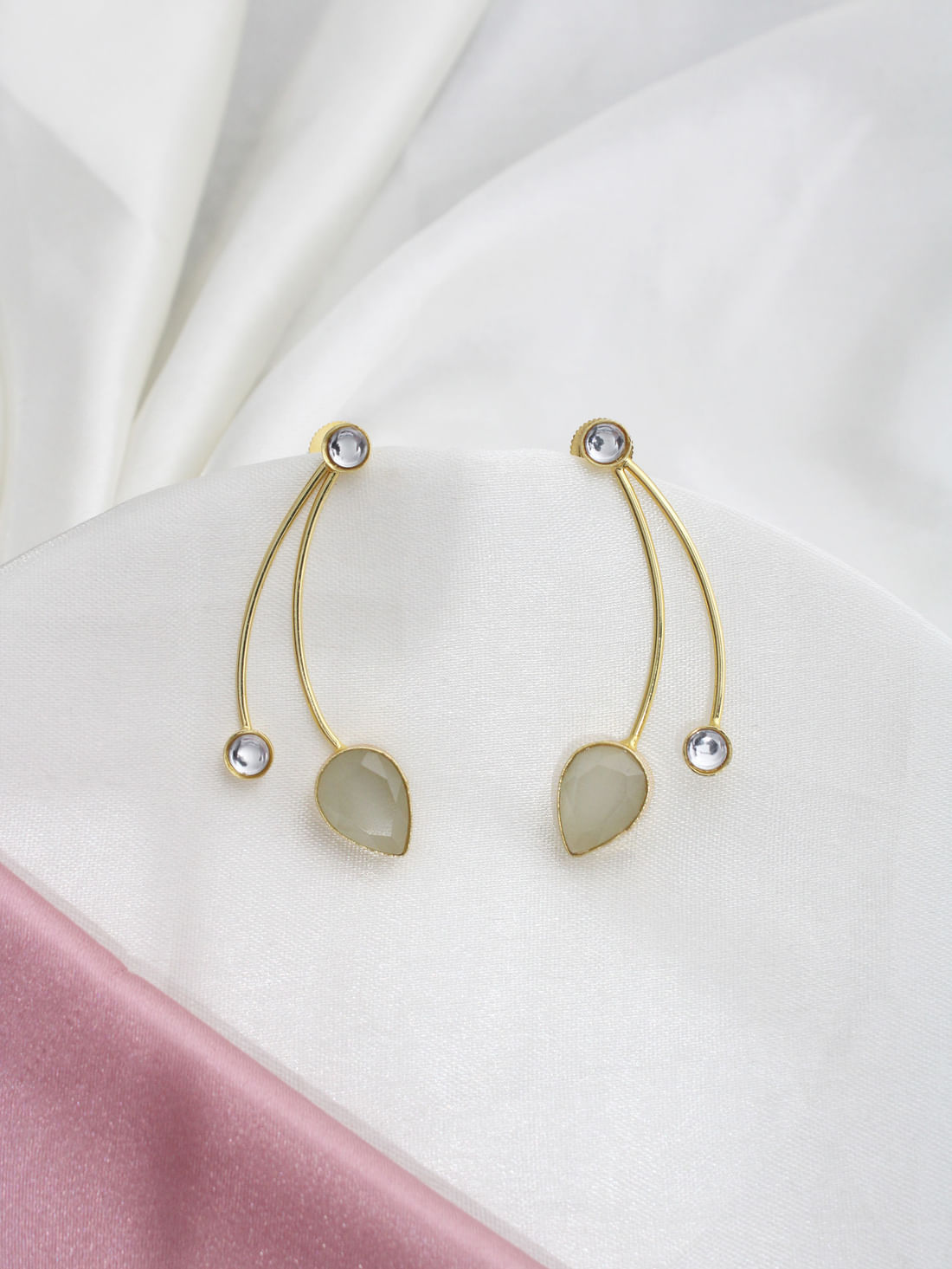 Grey Color Brass Earrings