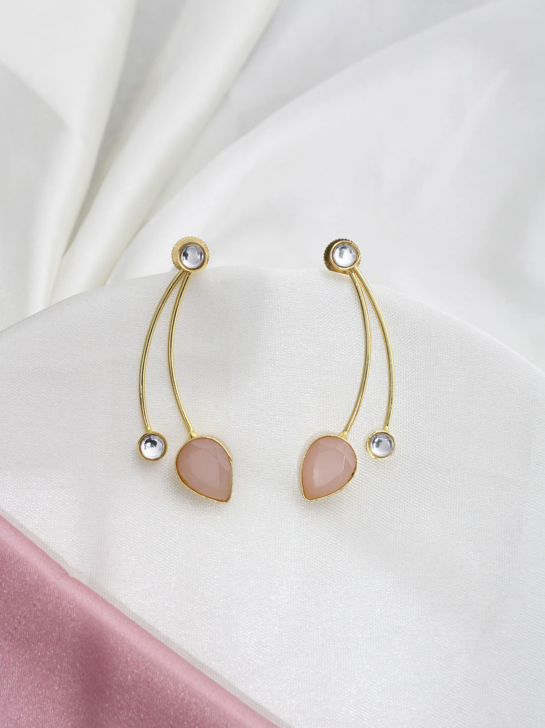 Light Pink Color Brass Earrings