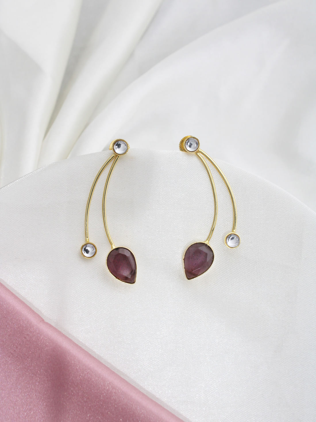 Purple Color Brass Earrings