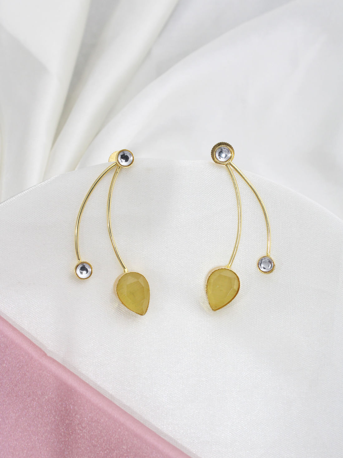 Yellow Color Brass Earrings