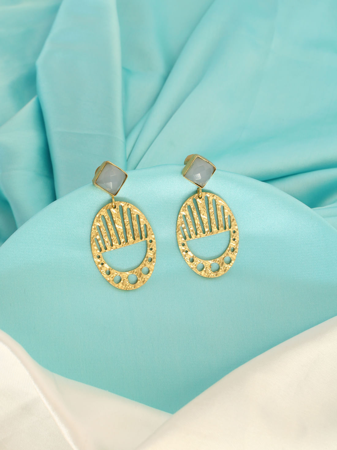 Blue Color Brass Earrings