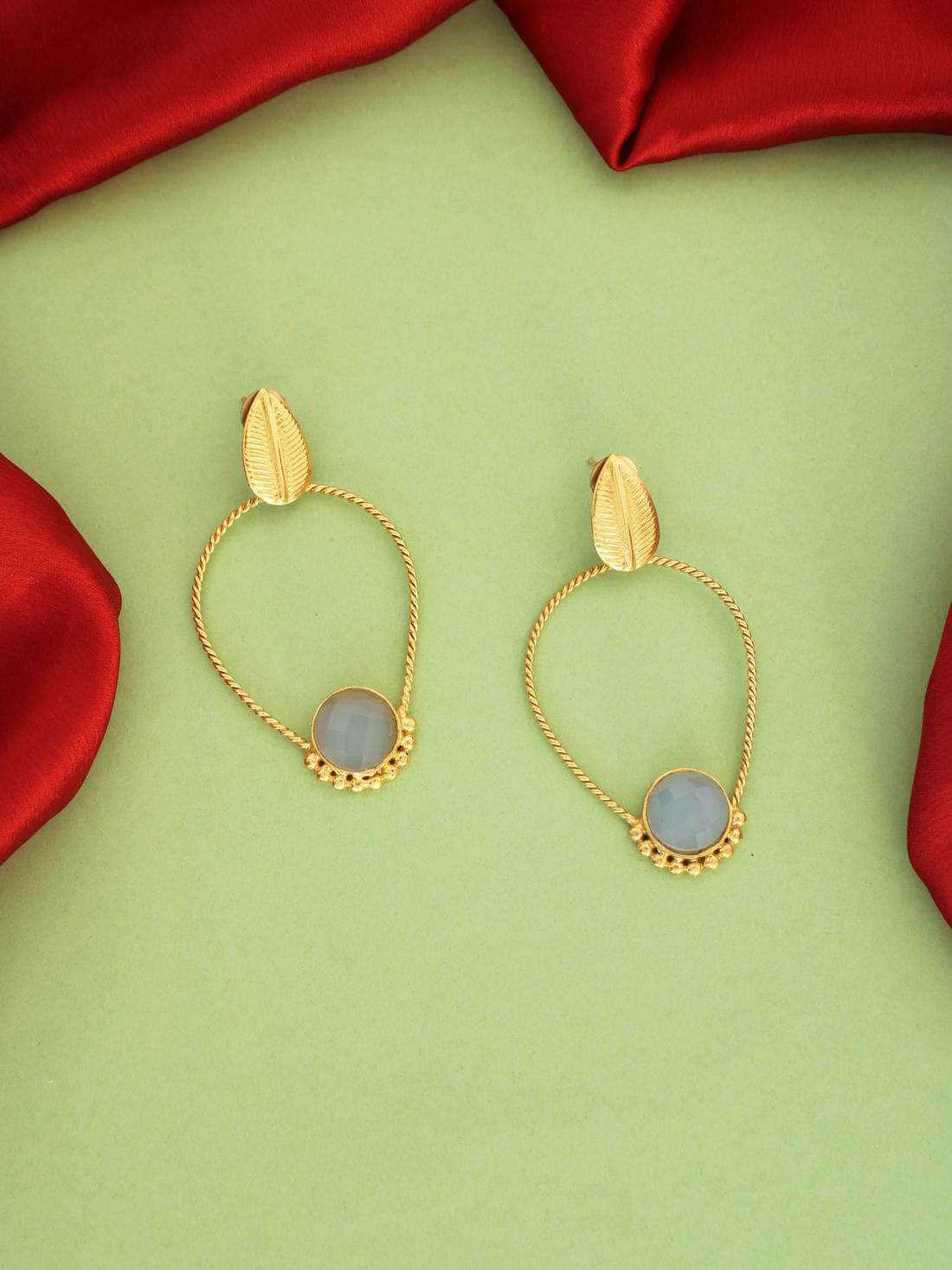 Blue Color Brass Earrings