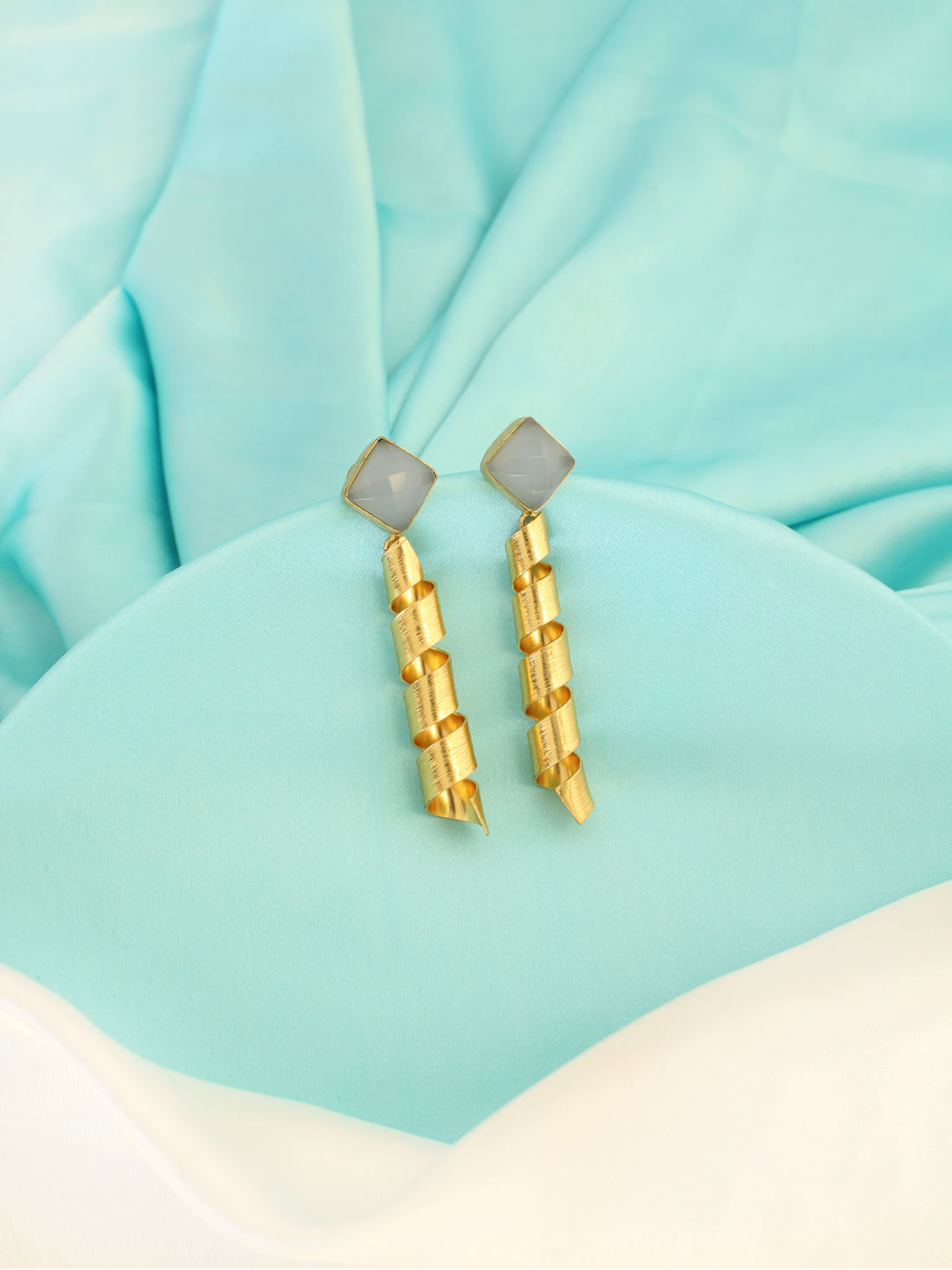 Blue Color Brass Earrings